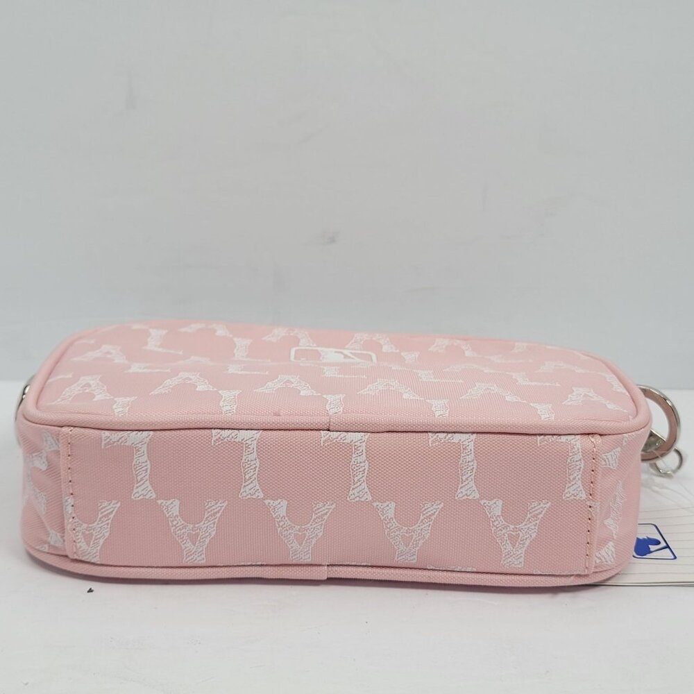 MLB LA Dodgers Pink Monogram Crossbody Bag With Zipper and Shoulder Strap - Picture 5 of 10